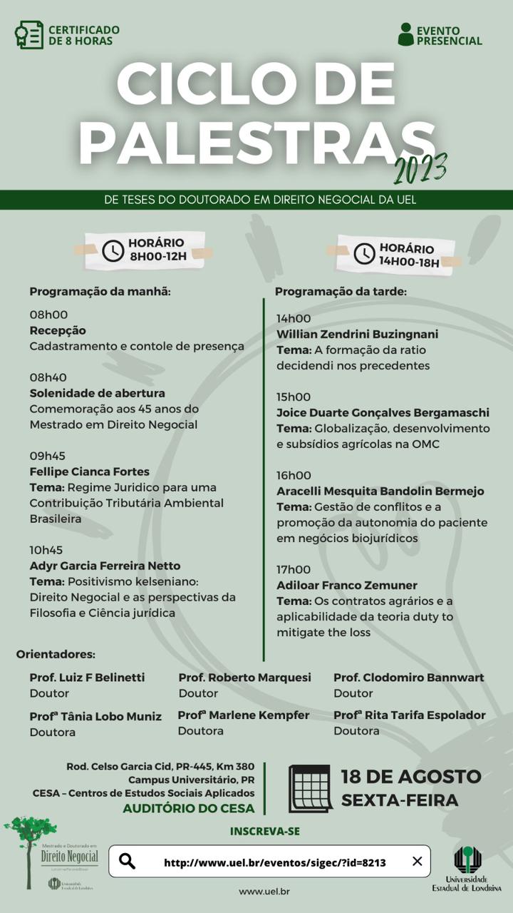 Mestrado em Direito Negocial completa 45 anos e é pioneiro da área no