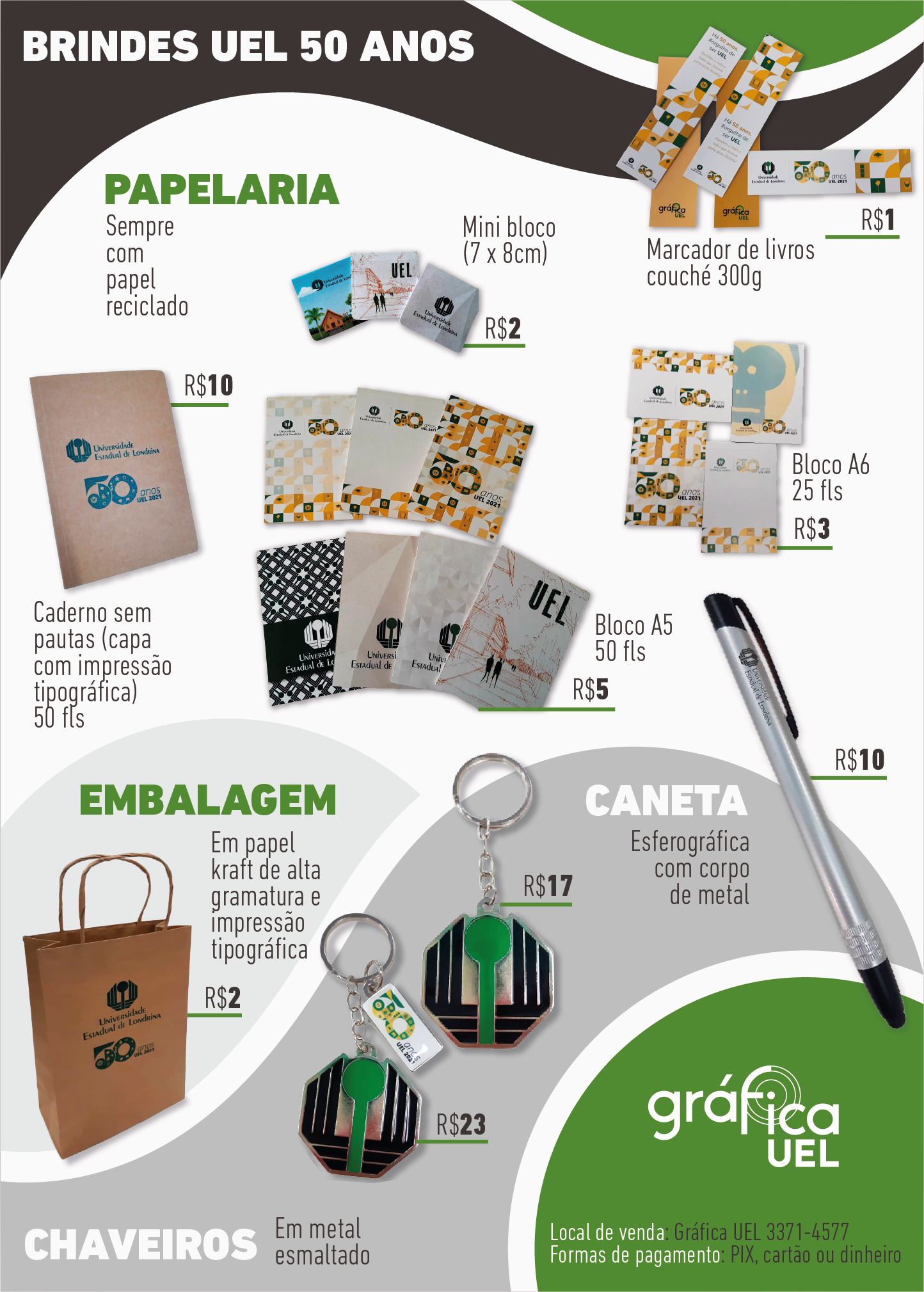 Gráfica lança brindes comemorativos com marca dos 50 anos da UEL